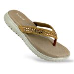 Women's flat sandals wholesale featuring a textured footbed, decorated thong straps, and a durable textured outsole.